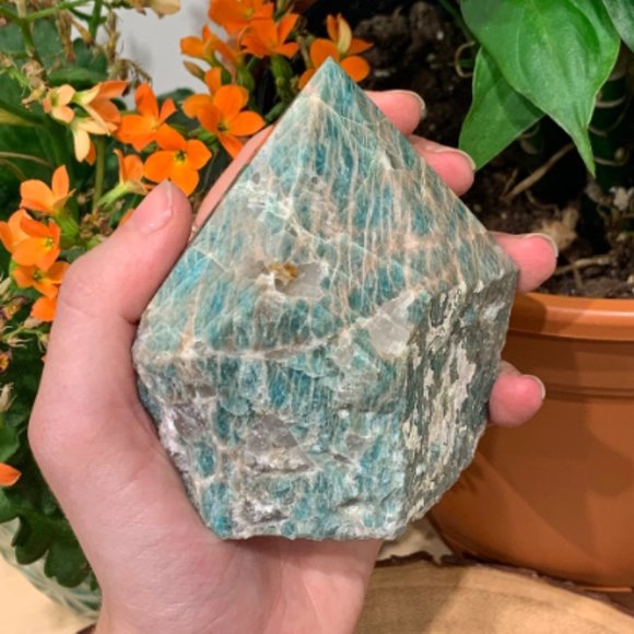 Amazonite Polished Point, Throat Chakra, Crystal Grid Point, Boho Decor, Courage - Picture 1 of 6